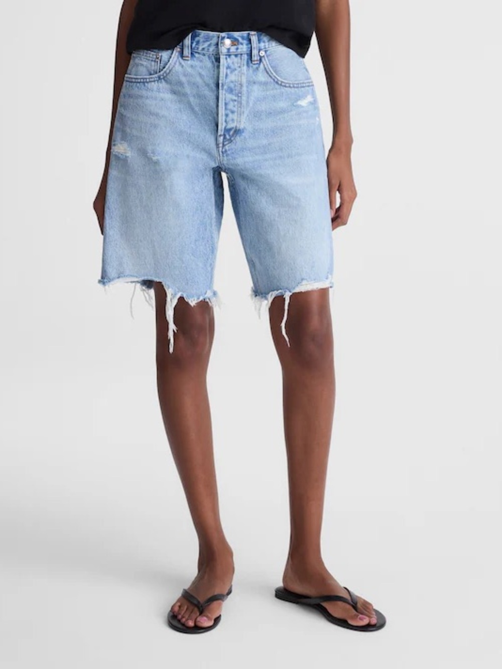 Madewell Light Blue Distressed Denim Bermuda Shorts NWT
